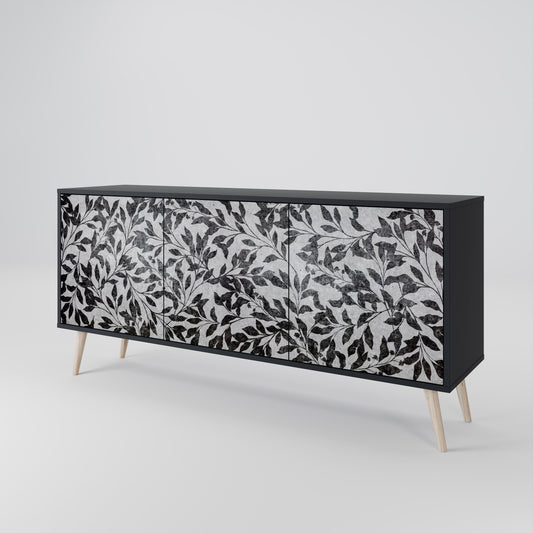 Credenza CHARCOAL SPROUT a 3 ante con finitura nera