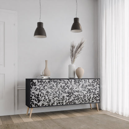 Credenza CHARCOAL SPROUT a 3 ante con finitura nera