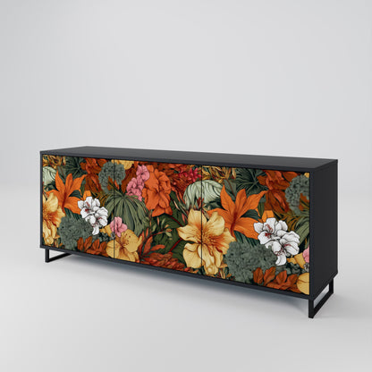 Credenza RADIANT FLORA a 3 ante in finitura nera