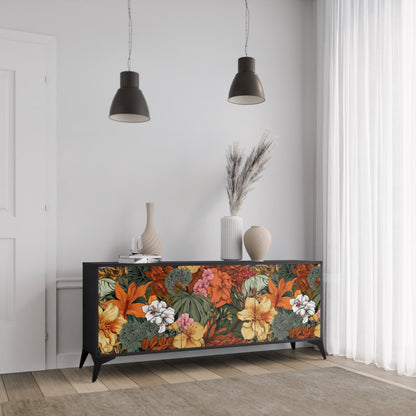 Credenza RADIANT FLORA a 3 ante in finitura nera