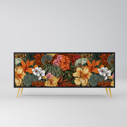 Credenza RADIANT FLORA a 3 ante in finitura nera