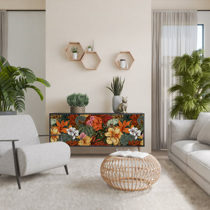 Credenza RADIANT FLORA a 3 ante in finitura nera