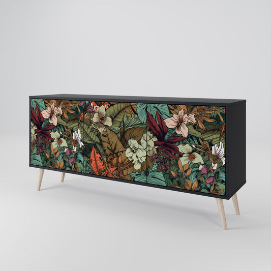 Credenza BOTANICAL EMERGENCE a 3 ante con finitura nera