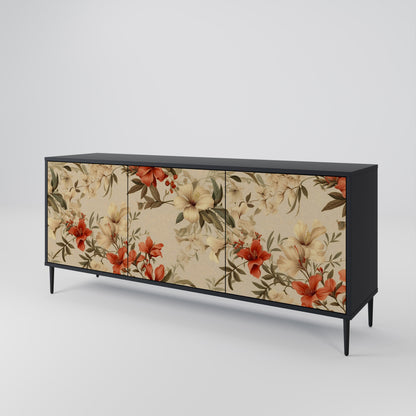 Credenza BLOOMING HARMONY a 3 ante in finitura nera