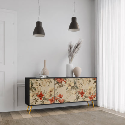 Credenza BLOOMING HARMONY a 3 ante in finitura nera