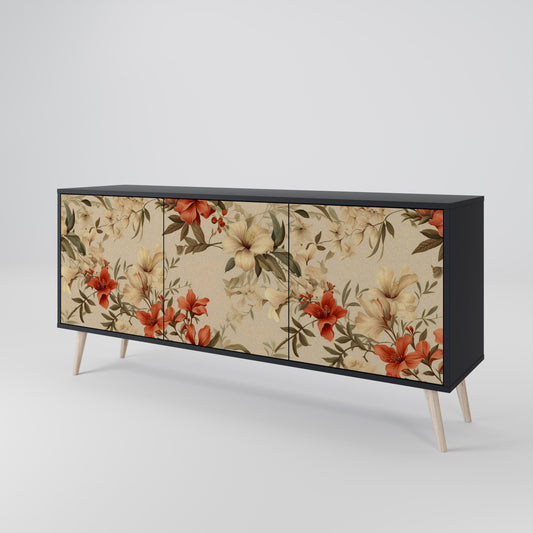 Credenza BLOOMING HARMONY a 3 ante in finitura nera