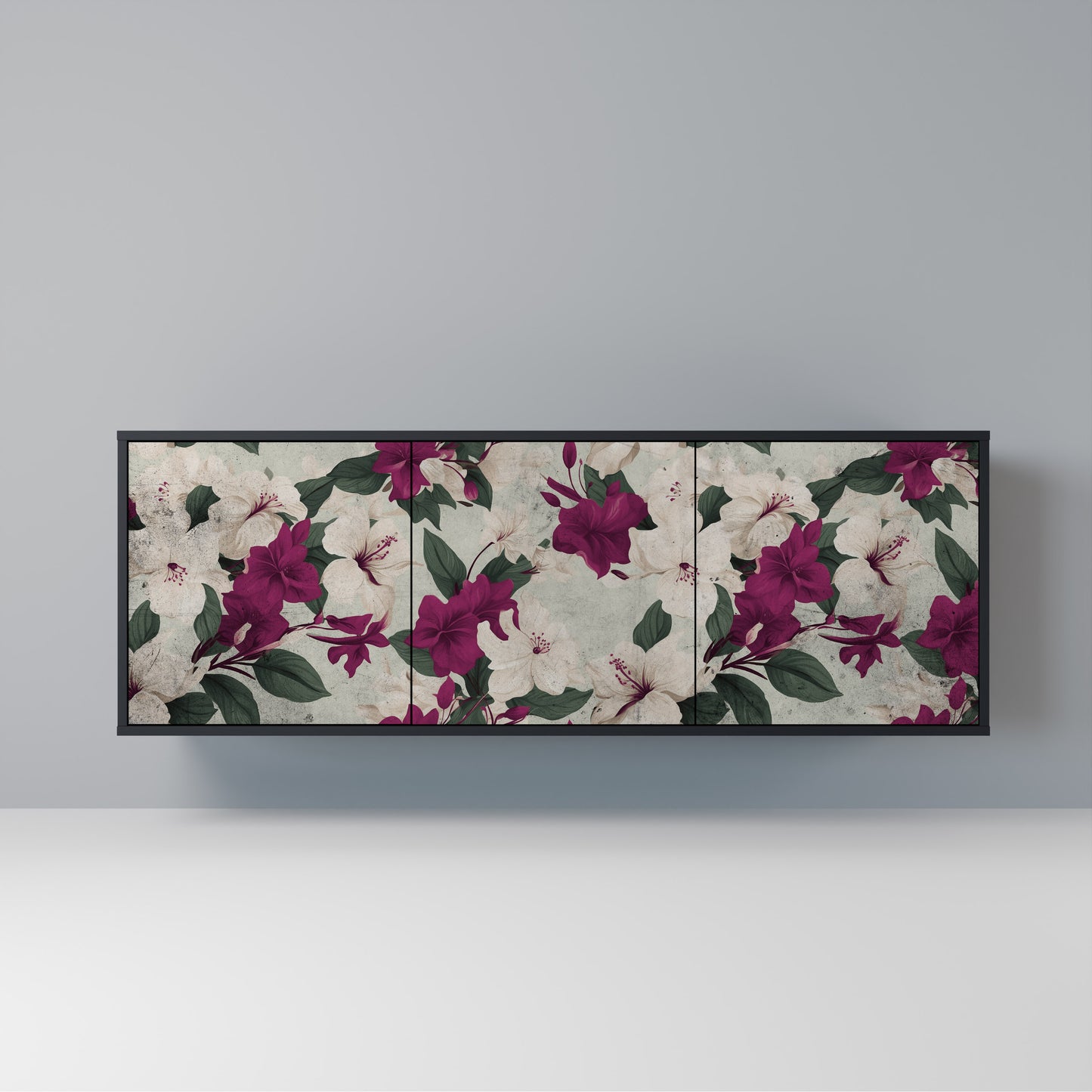 FLOWERET DREAM Madia a 3 Ante in Finitura Nera