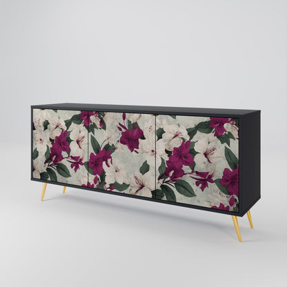 Credenza a 3 ante FLOWERET DREAM in finitura nera