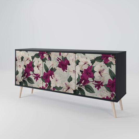 Credenza a 3 ante FLOWERET DREAM in finitura nera