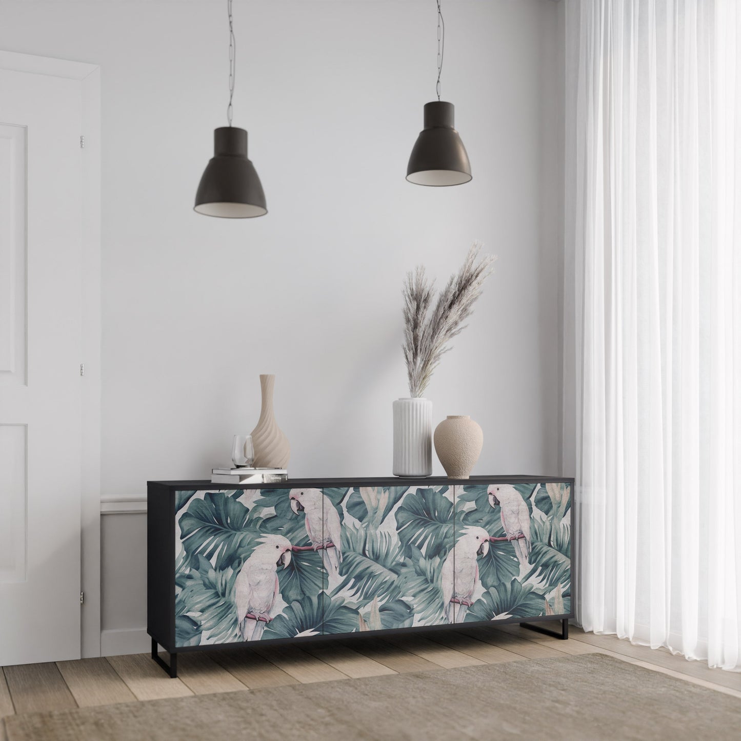 Credenza a 3 ante POPINJAY LOOK in finitura nera