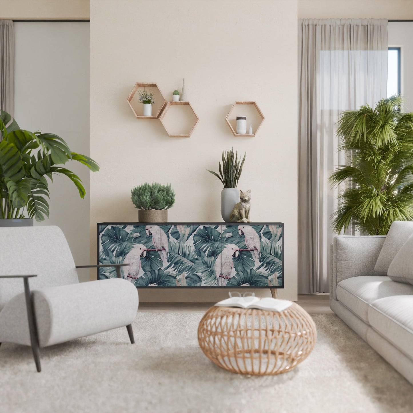 Credenza a 3 ante POPINJAY LOOK in finitura nera