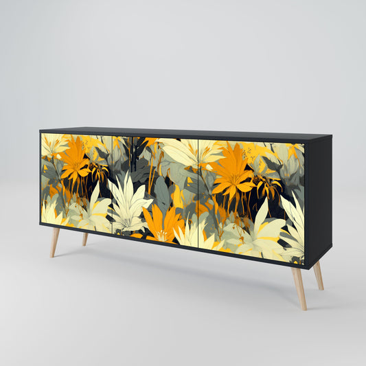 Credenza a 3 ante SUNKISSED LILY in finitura nera