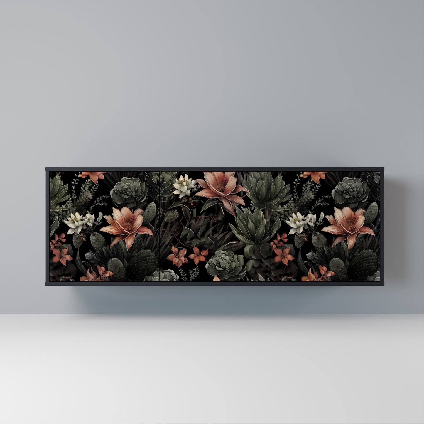 SECRET VERDURE Madia a 3 Ante in Finitura Nera