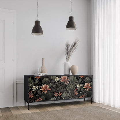 Credenza a 3 ante SECRET VERDURE in finitura nera