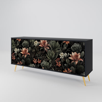 Credenza a 3 ante SECRET VERDURE in finitura nera