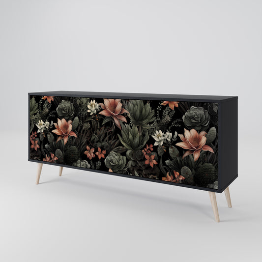 Credenza a 3 ante SECRET VERDURE in finitura nera
