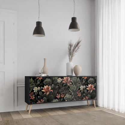 Credenza a 3 ante SECRET VERDURE in finitura nera