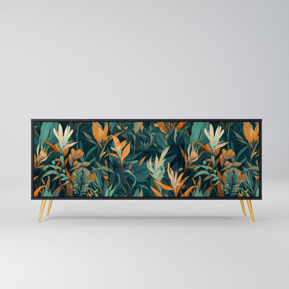 Credenza a 3 ante FLORAL SERENITY in finitura nera