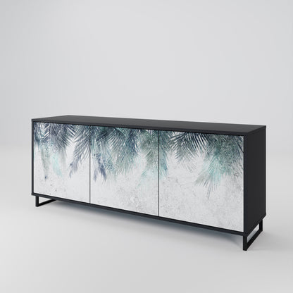 Credenza PALM VEIL a 3 ante in finitura nera