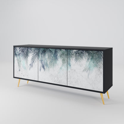Credenza PALM VEIL a 3 ante in finitura nera