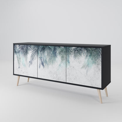 Credenza PALM VEIL a 3 ante in finitura nera