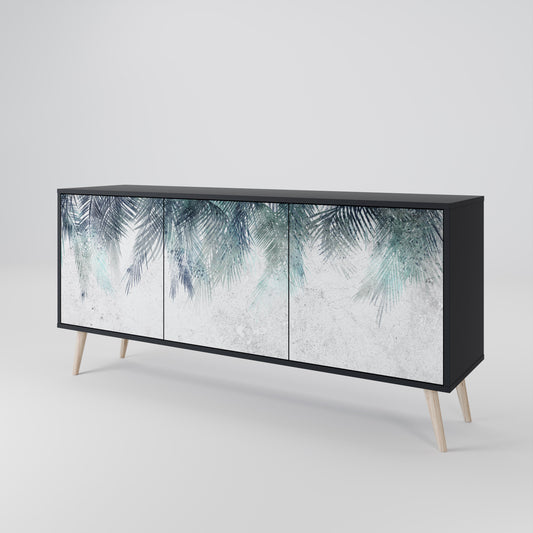 Credenza PALM VEIL a 3 ante in finitura nera