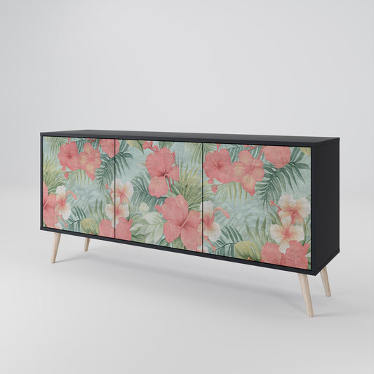 Credenza a 3 ante HAWAIIAN SPIRIT in finitura nera