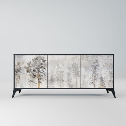 Credenza a 3 ante FADE IN THE TREES in finitura nera