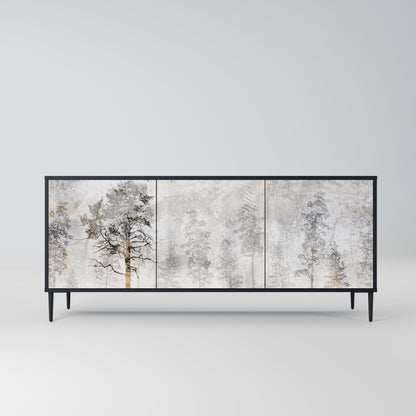 Credenza a 3 ante FADE IN THE TREES in finitura nera