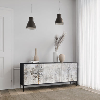 Credenza a 3 ante FADE IN THE TREES in finitura nera
