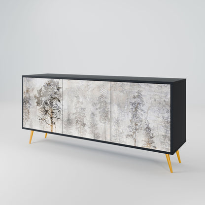 Credenza a 3 ante FADE IN THE TREES in finitura nera
