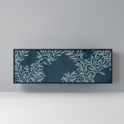 BLUE LEAVES Madia a 3 Ante in Finitura Nera
