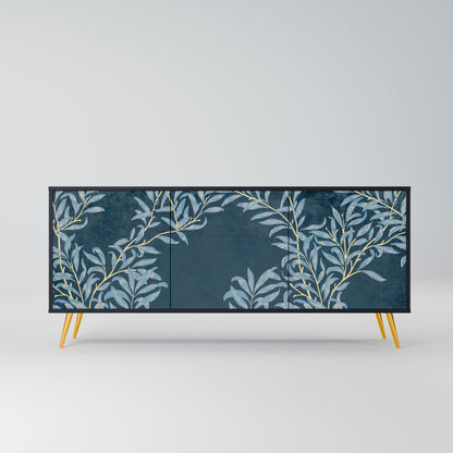 BLUE LEAVES 3-Door Sideboard in Black Finish
