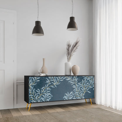 BLUE LEAVES 3-Door Sideboard in Black Finish