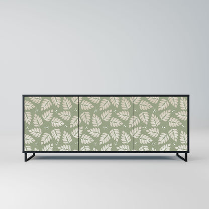 LEAVES ON GREEN 3-Door Sideboard in Black Finish