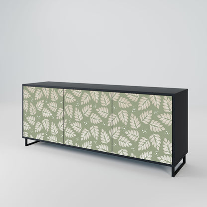LEAVES ON GREEN 3-Door Sideboard in Black Finish