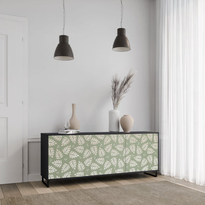 LEAVES ON GREEN 3-Door Sideboard in Black Finish