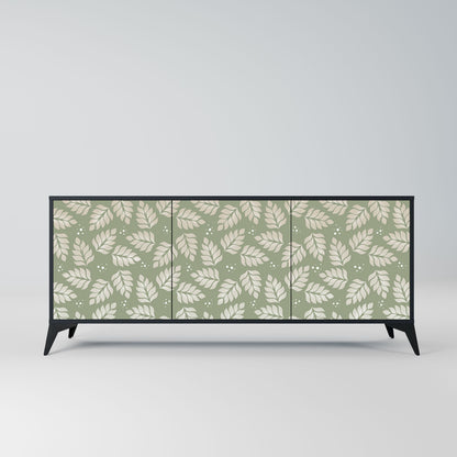 LEAVES ON GREEN 3-Door Sideboard in Black Finish