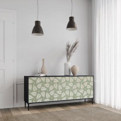 LEAVES ON GREEN 3-Door Sideboard in Black Finish