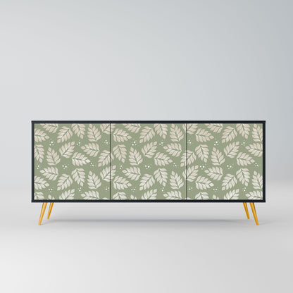 LEAVES ON GREEN 3-Door Sideboard in Black Finish