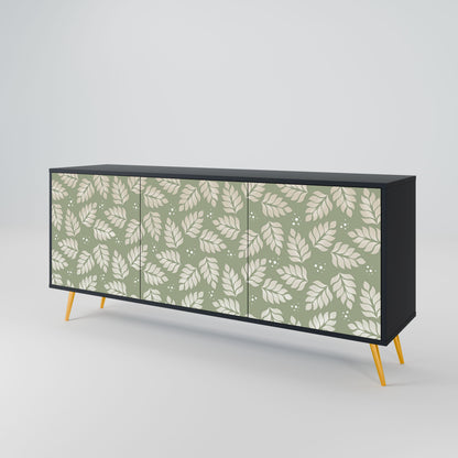 LEAVES ON GREEN 3-Door Sideboard in Black Finish