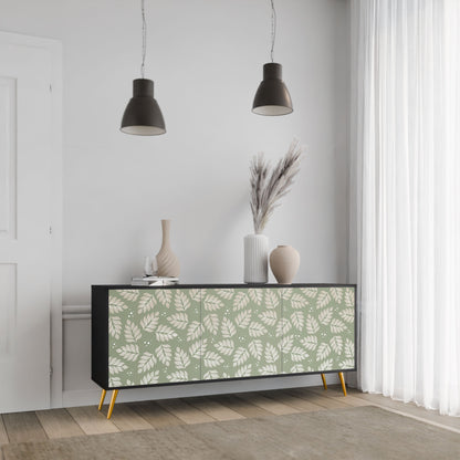 LEAVES ON GREEN 3-Door Sideboard in Black Finish