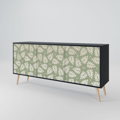 LEAVES ON GREEN 3-Door Sideboard in Black Finish