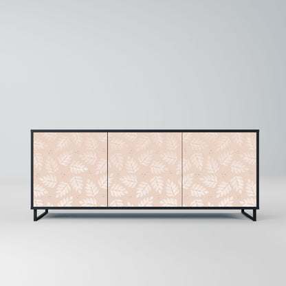 LEAVES ON BEIGE 3-Door Sideboard in Black Finish