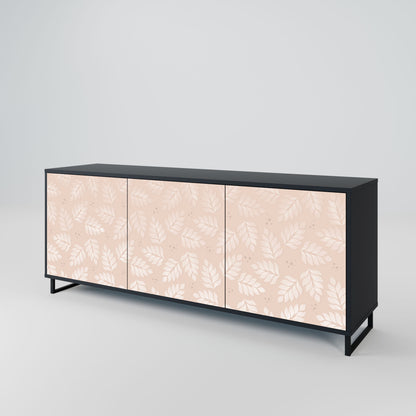 LEAVES ON BEIGE 3-Door Sideboard in Black Finish