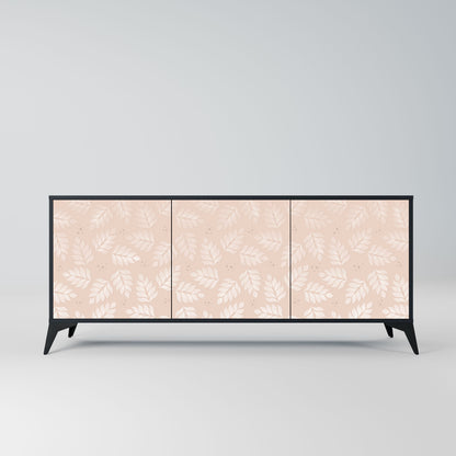 LEAVES ON BEIGE 3-Door Sideboard in Black Finish