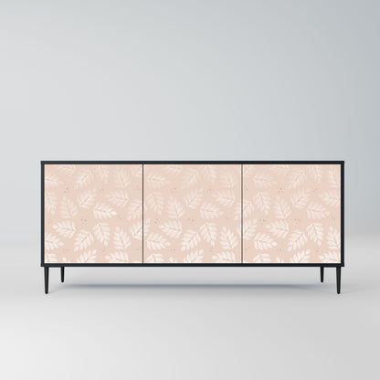 LEAVES ON BEIGE 3-Door Sideboard in Black Finish