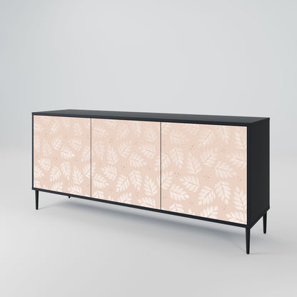 LEAVES ON BEIGE 3-Door Sideboard in Black Finish