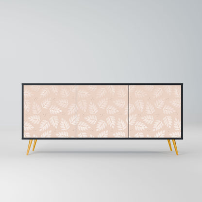 LEAVES ON BEIGE 3-Door Sideboard in Black Finish