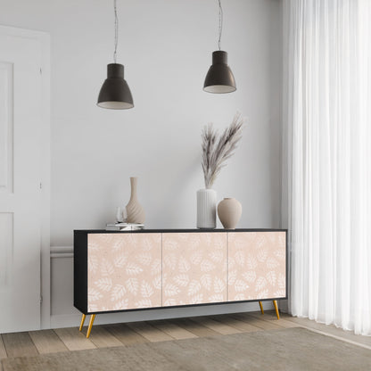 LEAVES ON BEIGE 3-Door Sideboard in Black Finish